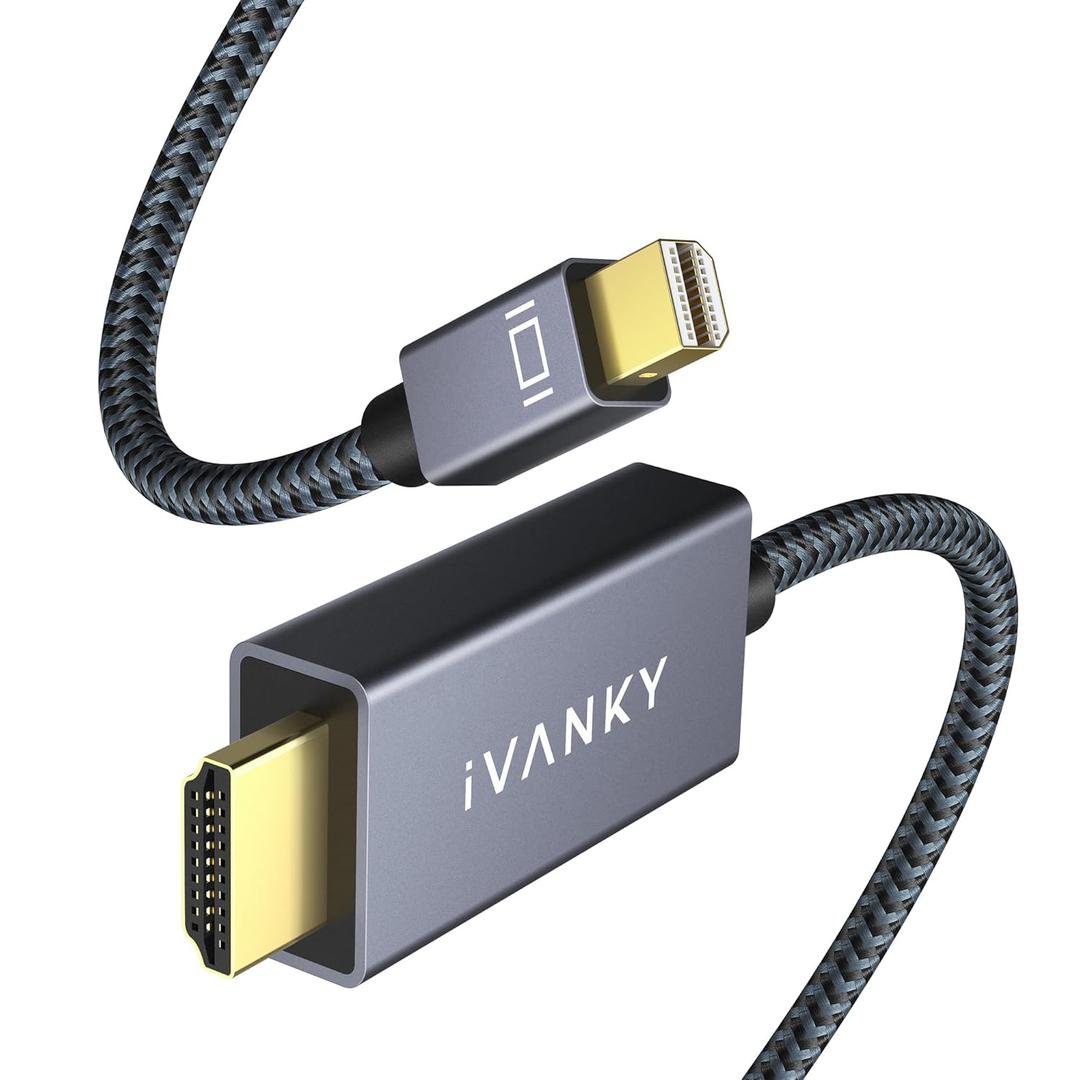 IVANKY 4K Mini DisplayPort to HDMI Cable, 4K60Hz Thunderbolt 2 to HDMI, Alum Shell & Nylon Braided, High Speed Video & Audio Mini DP to HDMI for MacBook Air/Pro, Surface Pro, Monitor, Projector