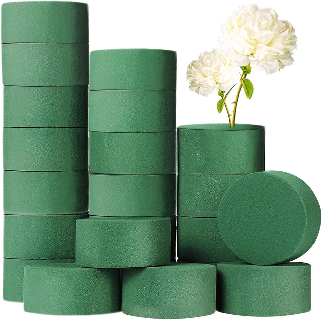 20 PCS Round Floral Foam,Green Wet Foam Block,Wet Florist Floral Foam Block Flower Arrangement Supplies for Wedding Aisle Flowers,Party Decoration