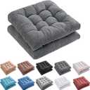 FABRICASTLE Outdoor Chair Cushions Patio Cushion Premium Comfortable Thick Fill Tufted 19" x 19" Floor Wicker Seat Pads, 2 Count (Dark Grey)