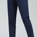 Plaid&Plain Men's Skinny Stretchy Khaki Pants Colored Pants Slim Fit Slacks Tapered Trousers (Navy Blue, 32W x 28L)
