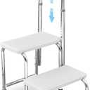 Kigley Adjustable Step Stool with Handle and Non Skid Platform 2 Steps Medical Foot Stool Multi Functional Step Ladder Heavy Duty Holds 300 Lbs Easy Installation Bed Stairs for Adults Elderly Handicap