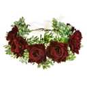 Vividsun Women Flower Crown Floral Headpiece Festival Wedding Hair Wreath Floral Crown (Burgundy)