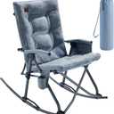 EVER ADVANCED Oversized Rocking Camping Chair, Padded Folding Rocker for Adults with Hard Armrests, 400lbs Heavy Duty Portable Chair for Patio, Lawn and Outdoors, Sky Blue, 38.58 x 25 x 40.55 inches