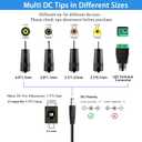 18V 1A Power Adapter Center Positive, AC 100-240V to DC 18Volt 1000mA Universal Power Supply Cord, fit for 18V Electronics (Not for Battery Charger), with 5 Tips.