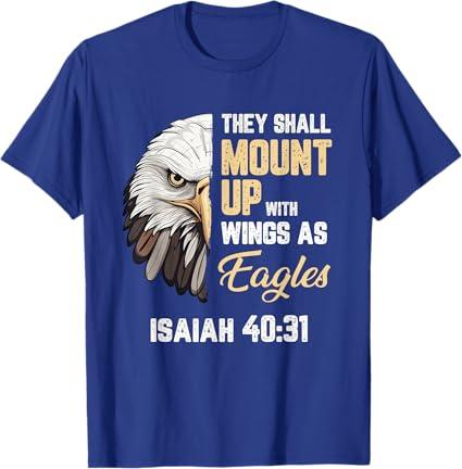 Mount Up Wings As Eagles Isaiah 40:31 Christian Bible Verse T-Shirt, Royal Blue, Men, Small