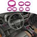 for Bronco Sport Pink AC Control Radio Knob Cover Trim Rings, Headlight Switch Knob Cover for Ford Bronco Sport 2021 2022 2023 Pink Interior Accessories 7pcs(Only for Sport)