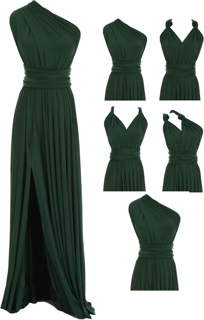 Edaydress Full Length one Dress with Over 100 Styles Multi Ways wrap Convertible Infinity Slit Bridesmaid Dresses (Hw46 Ever Green)