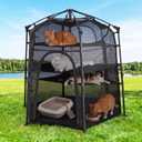Catio Outdoor Cat Enclosure Pop up Cat Tower Tent Cat Playpen w/Breathable Mesh Portable Catio Kitten Pet Animal Play Pen Indoor Enclosed Kitty Patio Balcony Camping(Hexagonal,XL)