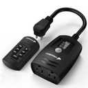 Fosmon Outdoor Light Timer Outlet with Remote Control, Waterproof Dusk to Dawn Plug-in Timer with Wireless Remote for Electrical Outlets, Outside Lighting, 100 ft Range, 15A 1/2HP, Grounded-UL Listed