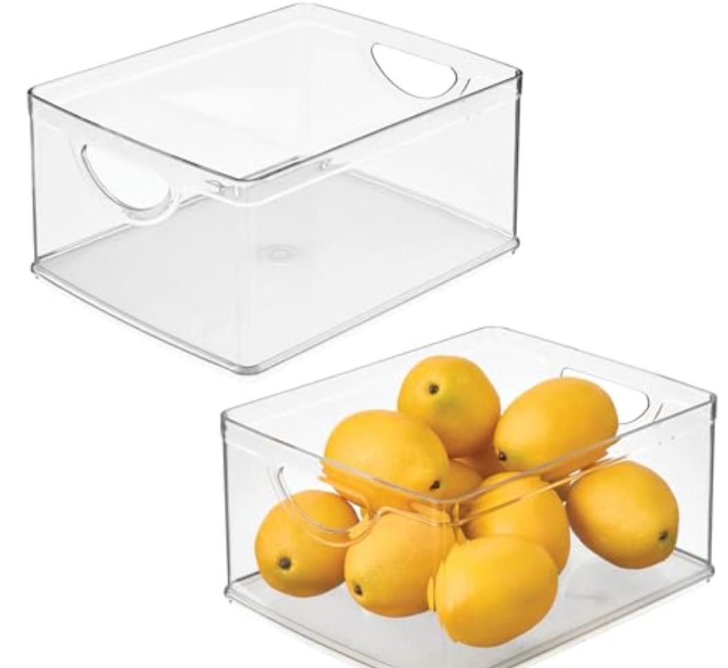 iDesign Pantry Storage Bins with Handles - Organizer Bins for Cabinets or Fridge - 1 PCS - Clear