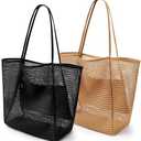 VOROLO Mesh Tote Beach Bag,Women Fairycore Hobo Bag,Shoulder Bag,Soft Summer Casual Crochet Bags