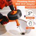 Drain Auger 25ft Clog Remover with Drill Adapter, Flexible Plumbing Snake for Kitchen, Bathroom & Shower Sinks, Hair Clog Remover, Manual or Drill Powered, Full-Set Included