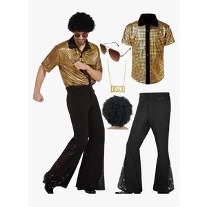 Mens 70's Disco Outfit Retro 70s Mens Costume for Adults Perfect 70's Theme Clothes for Parties, Size XL