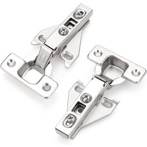 Probrico Soft Opening Kitchen Cabinet Hinges Pair of 2 (4 Pieces), Brushed Satin Nickel Face Frame Mounting Concealed Hinges for Kitchen Cupboard Hardware, with Mounting Screws