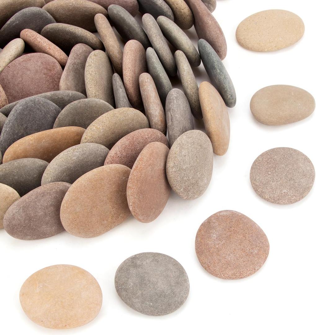 about 190 PCS - 210 PCS (18 Pounds) Painting Rocks, River Rocks,1.1"-2.2" Craft Rocks, Flat Rocks, DIY Stones for Arts