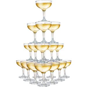 Peohud Set of 20 Coupe Cocktail Glasses, 5 Oz Small Acrylic Martini Glasses, Reusable Champagne Cups for Party, Home, Bar, Wedding, Picnic