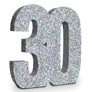Eploger 30th Birthday Decorations Silver Glitter Number 30 Sign Decorations, 30th Centerpieces for Table Decorations, 30th Anniversary Decorations, Number 30 Table Topper Decor