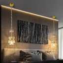 Modern Crystal Chandelier, Gold Elegant Crystal Ceiling Light for Dinning Living Room Bedroom Hallway (3 Pack)