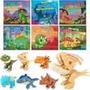 24 Pack Valentines Day Cards for Kids with Dinosaur Toys, Valentines Cards for Kids School Classroom Bulk Valentines Gifts Exchange, Valentines Day Dinosaur Toys for Kids Girls