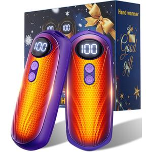 Hand Warmers Rechargerable 2 Pack - 6000mAh Electric AI Handwarmers with LED Display, 5-Level, 2 in 1 Portable Heater, Warm Gifts for Women/Men/Golf/Camping/Hunting/Travel/Outdoor/Indoor (3-Purple)
