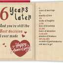 2 x Happy 6 Year Anniversary Card for Girlfriend Boyfriend, Sixth Wedding Anniversary Card for Wife Husband, Romantic Six Year Love Cards Gift for Him Her, Sweet Marriage Milestone Gift