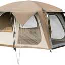 Vidalido 4-6 Person Camping Tent with 3 Door 2 Room Large Family Cabin Tents, Double Layer Waterproof Portable Glamping Tent, Big Tents for Outdoor Camping Hiking and Backpacking (Light Brown)