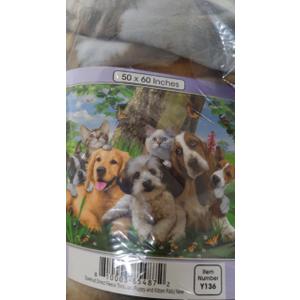 Dawhud Direct 50x60-Inch Backyard Pals Dogs and Cats Blanket - Soft Plush Animal Print Blanket for Adults and Kids - Soft and Cozy for Bed, Couch, or Travel - Thoughtful Gift for Animal Lovers