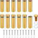 PATIKIL 1/2 x 1.6 Inch Sign Standoff Screws, 12 Set Stainless Steel Wall Standoff Mounting Hardware Advertising Glass Nail for Hanging Acrylic Picture Frame Acrylic Panel, Gold