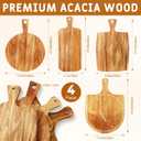 SiliFine Set of 4 Thick Acacia Wood Cutting Boards with Handles, Assorted Sizes Large Charcuterie Boards, Butcher Block Serving Tray for Cheese, Meat, Pizza, Vegetables, Bread (Medium)
