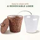 84ECO 3 Gallon Red Brown Wicker Trash Can with Lid and Liner