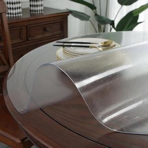 12 Inch Table Cover Round Upgraded Version丨65° Bevel Design Clear Frosted Fitted Tablecloth Customizable Size Dining Table Cover Waterproof Suitable for Balcony Table, Thickness 3mm