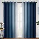 Yakamok Blue Ombre Curtains Room Darkening Grommet Curtains for Bedroom, Light Blocking Thermal Insulated Window Drapes for Living Room(2 Panels, 62x84 Inch)
