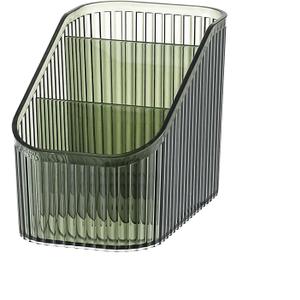 DASITON Large Capacity Makeup Brush Holder,3 Slot Makeup Brush Cup,Vintage striped Make Up Brush Holder,for Vanity Decor,Bathroom Countertops,Desk Storage Container,Cosmetic Display cases(Green-S)