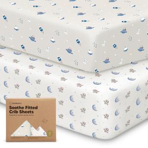 KeaBabies 2Pack Organic Crib Sheets for Boys, Girls  52x28 Fitted Crib Mattress Sheet Neutral, Breathable Jersey Cotton Cover for Baby Bed, Toddler Mattress, Soft & Cute Prints (Cosmo)