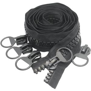 YaHoGa #20 Super Large Plastic Zipper Heavy Duty Zippers by The Yard Bulk 2 Yards + 5pcs Sliders for DIY Sewing Tailor Crafts Bags Tents Boat Cover Canvas (Black 2 Yards)