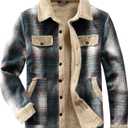 Women's Sherpa Lined Jackets Sherpa Turn-Down Collar Warm Winter Fleece Flannel Jacket for Women Trendy (Medium, Green/Khaki)