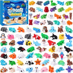 JOICEE 108 Pcs 3D Printed Animals, Mini 3D Printed Figurines Articulated Flexible Fidget Toys Cute Desk Pets Decor for Kids Party Favors Birthday Gifts Office Home Decorations