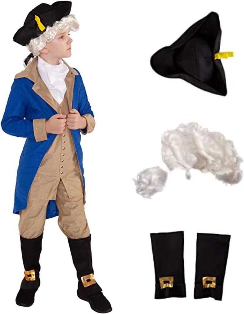 Morph George Washington Costume Kids, George Washington Costume for Boys, President Costume for Boys (Medium)