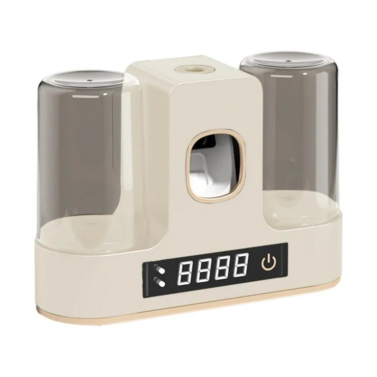 Toothbrush Dryer Sanitizer with 4 Slots, Wall Mount Rechargeable Bathroom Toothbrush Cleaner, Hot Air Drying and UV Sterilizer, Bathroom Countertop Organizer for Family