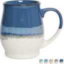 Bosmarlin Extra Large Ceramic Coffee Mug, 25 Oz, Dishwasher and Microwave Safe, Big Oversized Tea Cup for Office and Home (Deep Blue)