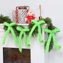 Hoteam 12pcs Large Furry Christmas Bows 11 x 18 Inch Faux Fur Tree Topper Decorations Rustic Fluffy Ornaments for Christmas Tree Wreath Door Porch Farmhouse Holiday Party Decor(Green)