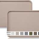 Boot Tray for Entryway Indoor, Heavy Duty Shoe Mat Tray 2 Packs, 16.7"x12.8" Waterproof Mat with Raised Edge, Outdoor Multi-Purpose for Boots, Shoes, Garden, Pets (Tan)