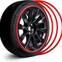 EVOOOR Automotive Alloy Wheel Rim Protector - Covering The Entire Rim of The Wheel hub - Strips for Curb Rash Prevention - Set of 4 Rim Protector Easy to Install(22'',Red)