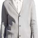 Men's Cardigan Sweater Button Front V-Neck Long Sleeve Knit Sweaters (Gray, XXXL)