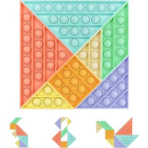 Bammax Tangram Puzzle Popper Sensory Toys, Stress and Anxiety Relief Toy for All Ages