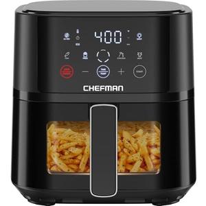 Chefman Air Fryer – 4 QT Compact Airfryer for Quick & Easy Meals, Features Hi-Fry Technology for Extra Crisp, Easy-View Window, Touch Controls with 4 Presets, Nonstick & Dishwasher Safe Basket - Black