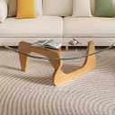 Modern Glass Coffee Table, Mid Century Small Coffee Table, Coffee Table for Living Room,Suitable for Bedroom Living Room Reception Office Tables (Wood/Transparent, Small)