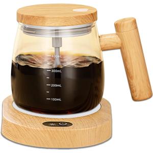 Self Stirring Mug, 400ML Self Stirring Coffee Mug Electric Mixing Mug High Borosilicate Glass Mixing Coffee Mug With 55 Constant Temperature Coaster Suitable for Coffee/Milk/Protein Powder
