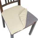 SearchI Seat Covers for Dining Room Chairs Stretch Jacquard Chair Seat Covers Set of 4, Removable Washable Upholstered Chair Seat Protector Cushion Slipcovers for Kitchen, Office(Beige Rhombus)