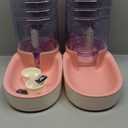 Automatic Dog Cat Feeder and Water Dispenser Gravity Food Feeder and Waterer Set with Pet Food Bowl for Small Medium Dog Puppy Kitten, Large Capacity 1 Gallon x 2(Pink)